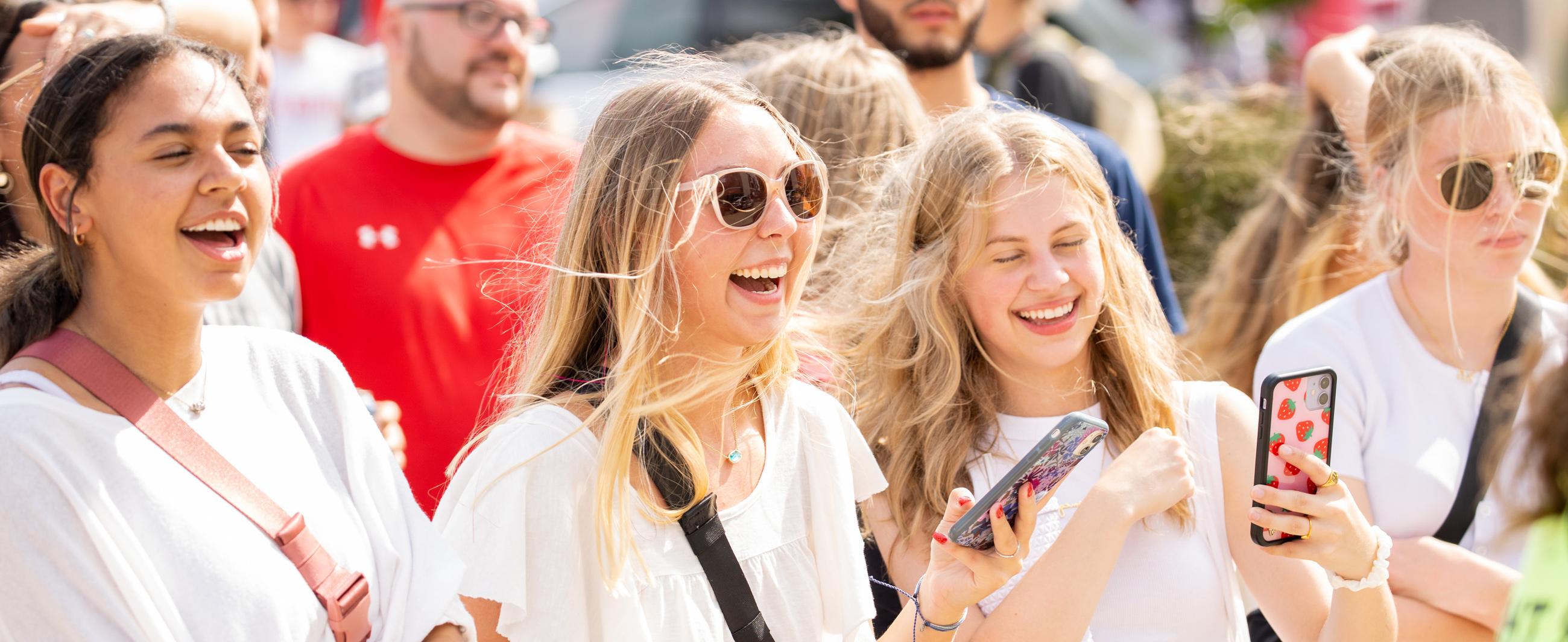 Students enjoying an event outside